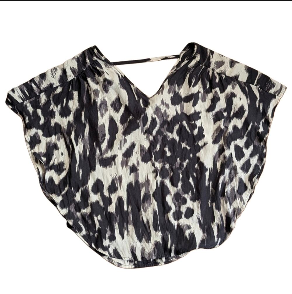 Express Flowy Silky Feel Abstract Printed Dolman Style Business Casual Blouse